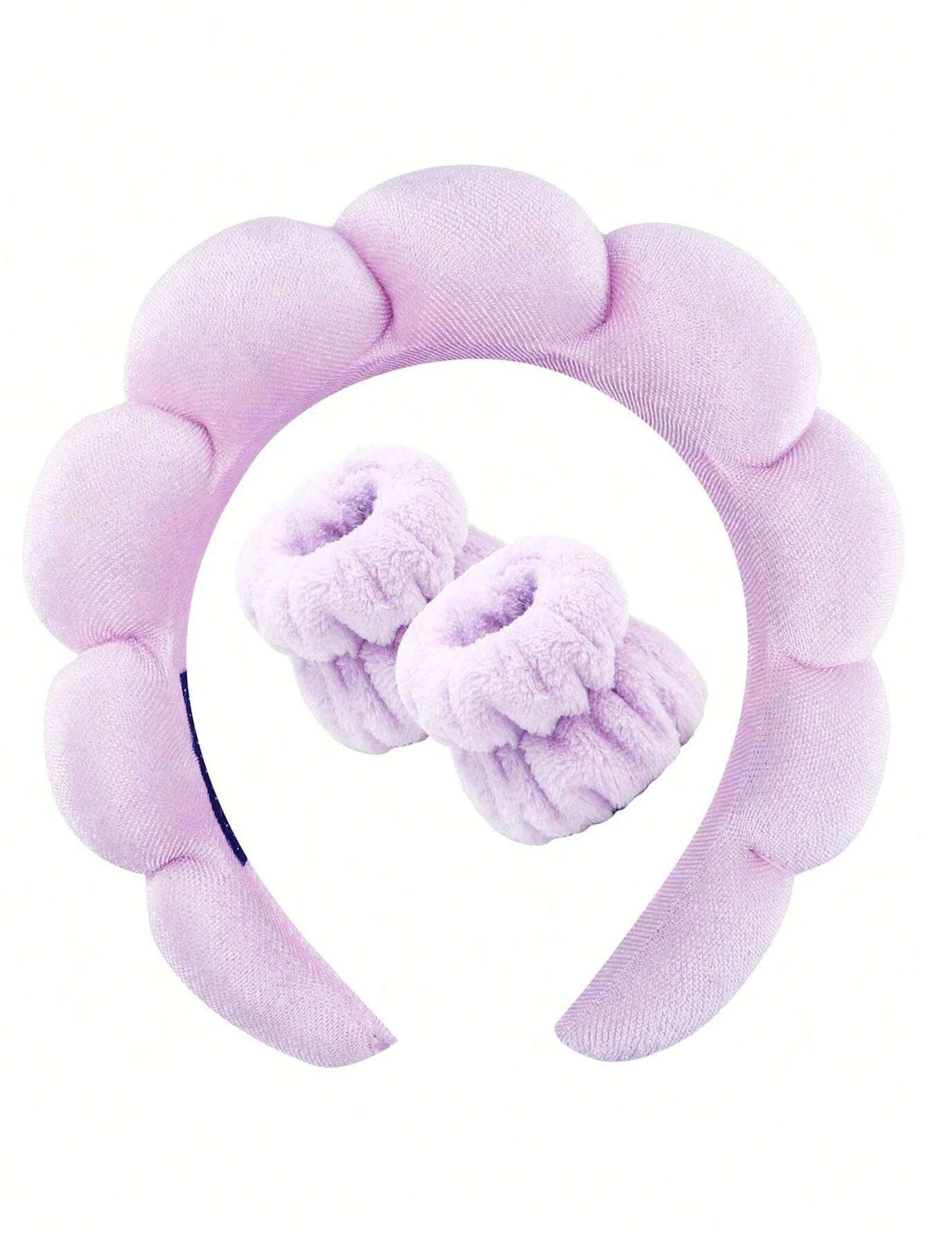 Luxury Fiber Headband & Wristband Set – Perfect for Skincare & Makeup