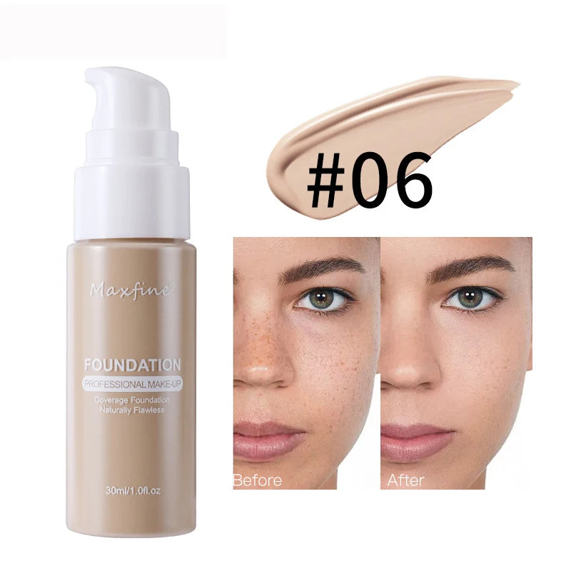 Base de maquillaje líquida: efecto corrector, resistente al agua y al sudor.