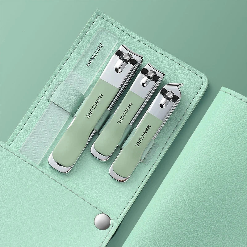 Juego de cortaúñas profesional (4/10 piezas) | Diseño giratorio con estuche de cuero, perfecto para manicura y pedicura