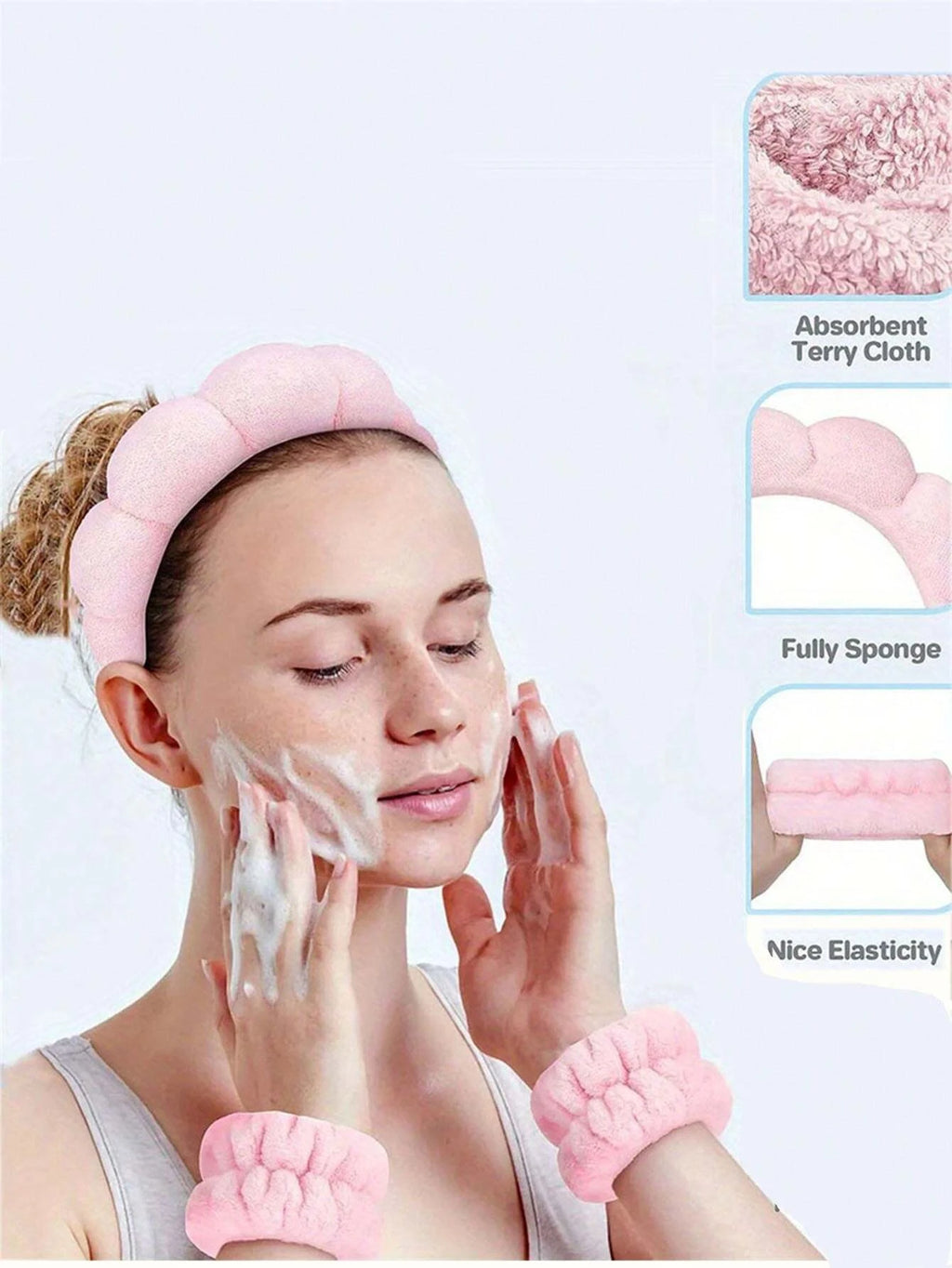 Luxury Fiber Headband & Wristband Set – Perfect for Skincare & Makeup