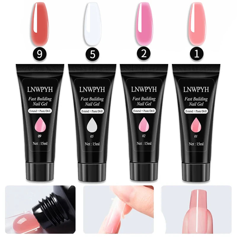 Kit completo de gel para uñas: acrílico, gel polivinílico, lámpara UV y purpurina