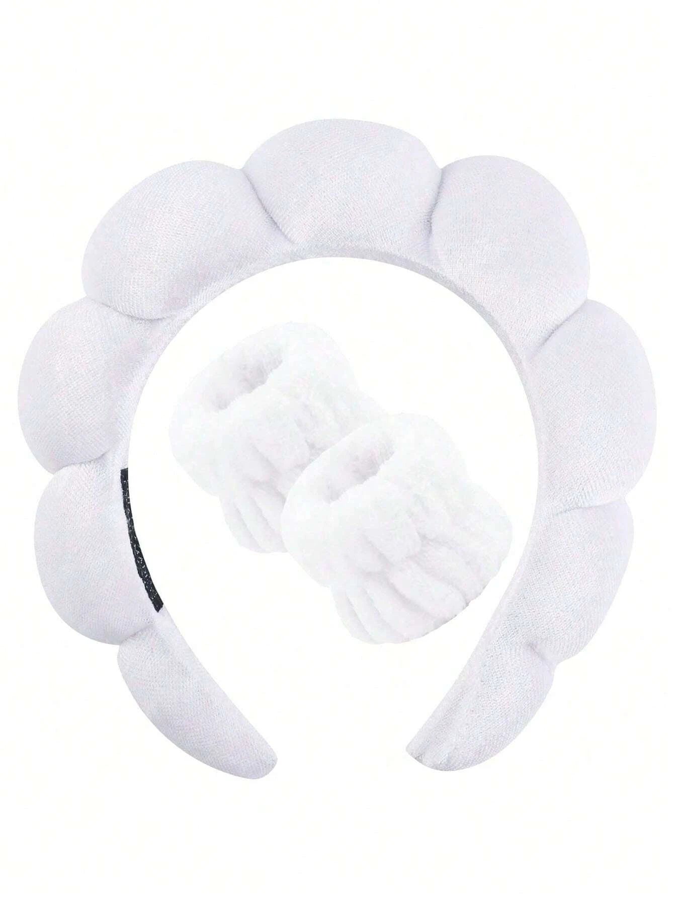 Luxury Fiber Headband & Wristband Set – Perfect for Skincare & Makeup