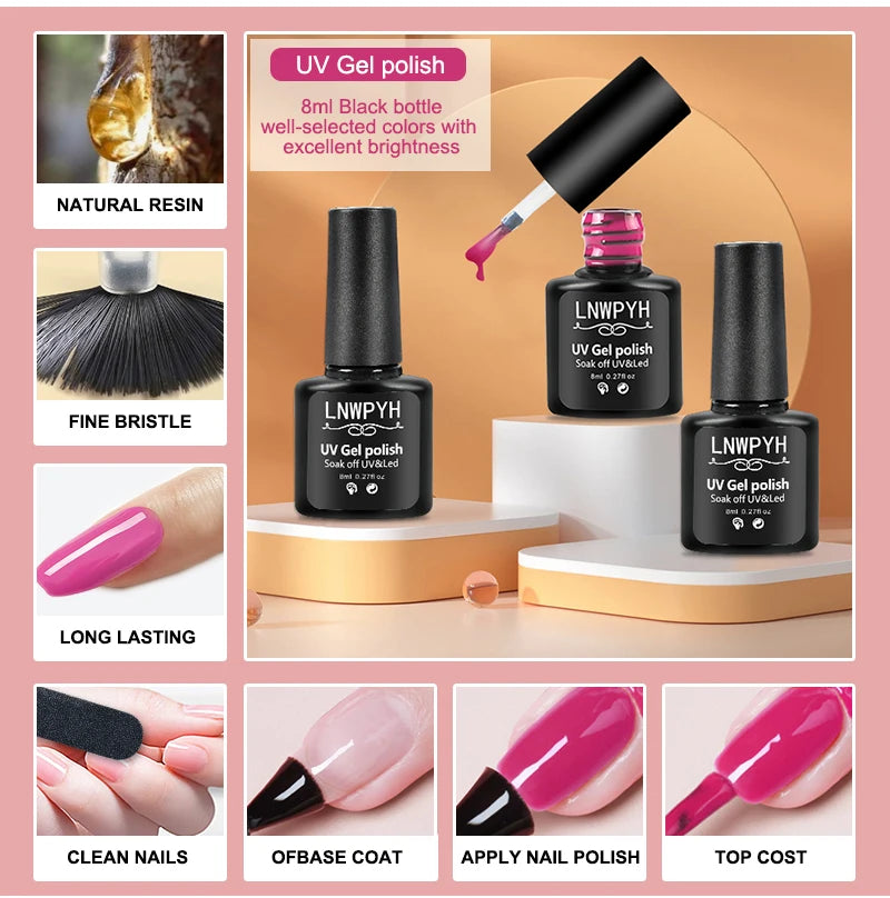 Kit completo de gel para uñas: acrílico, gel polivinílico, lámpara UV y purpurina