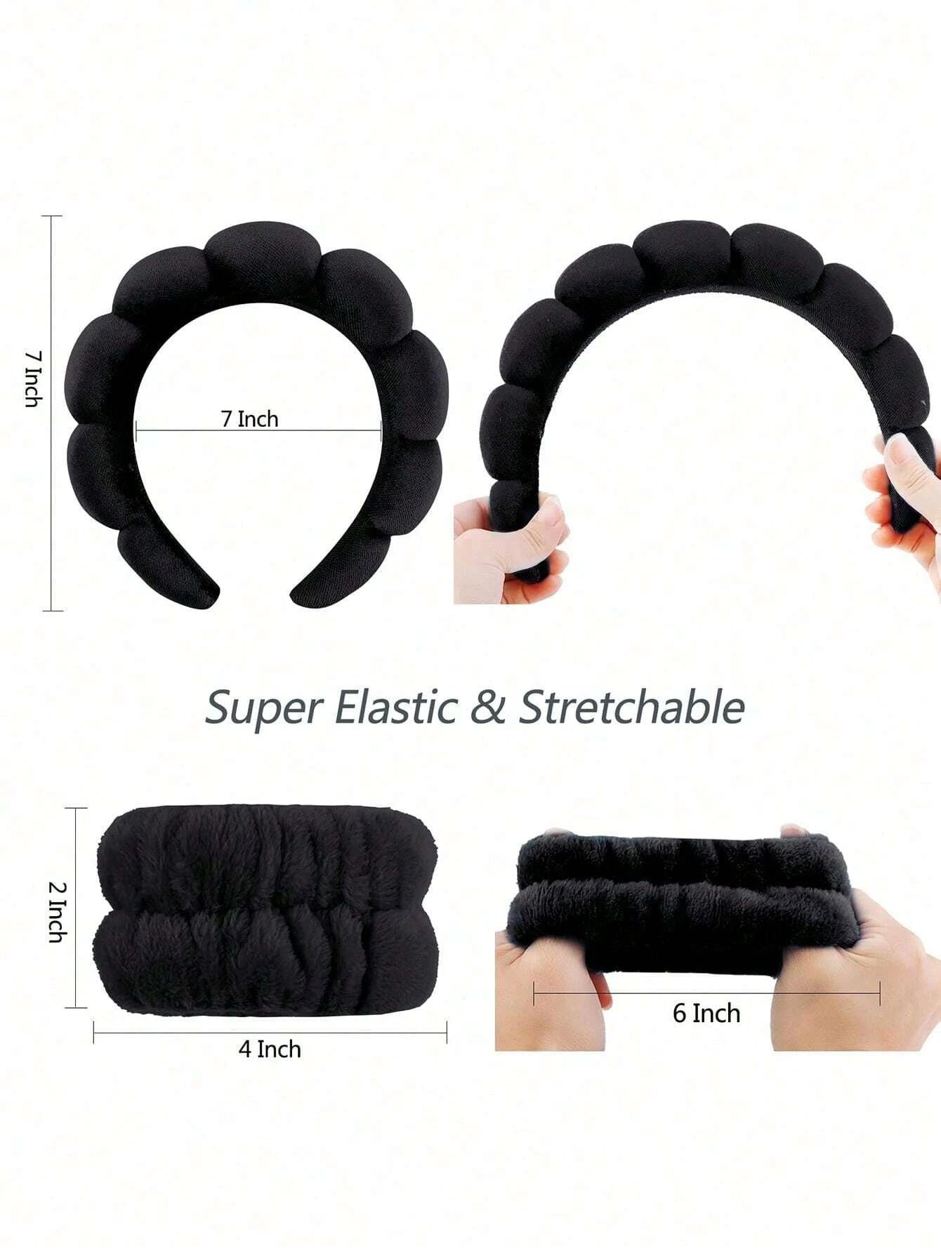 Luxury Fiber Headband & Wristband Set – Perfect for Skincare & Makeup