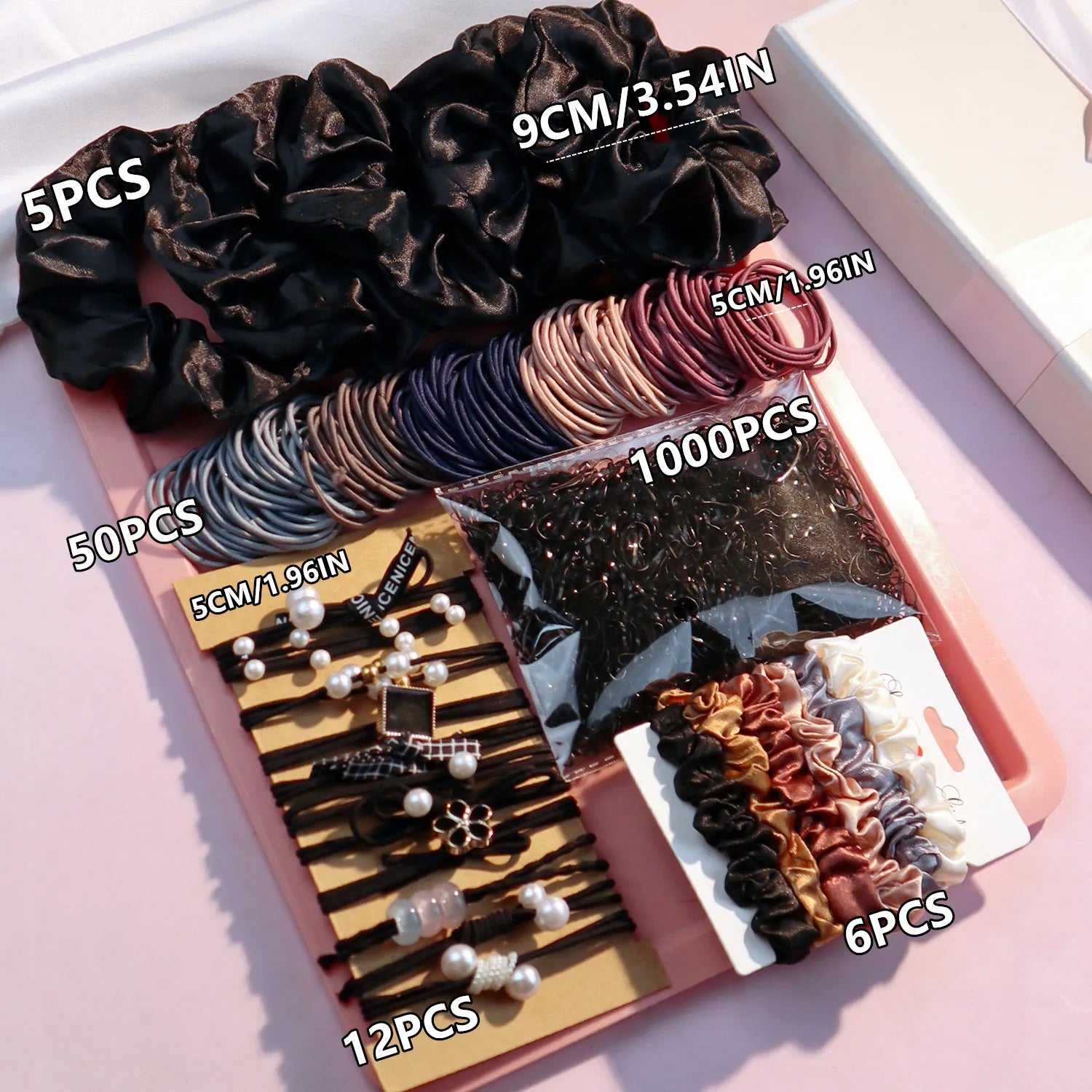 Kit de accesorios para el cabello Mega: 1085 coleteros y gomas para el pelo