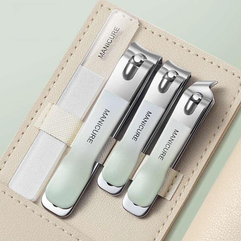 Juego de cortaúñas profesional (4/10 piezas) | Diseño giratorio con estuche de cuero, perfecto para manicura y pedicura