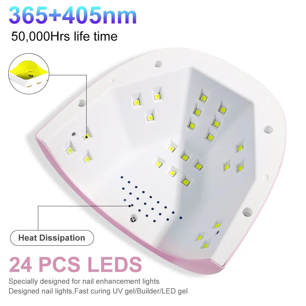 Lámpara LED UV para uñas – Secador de esmalte de gel de 24/6 W con sensor de movimiento