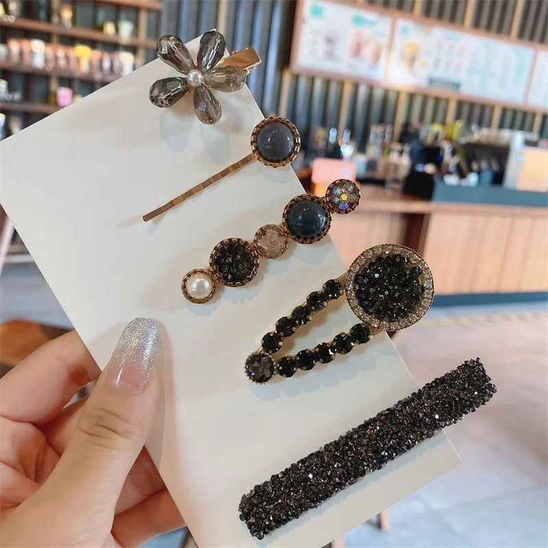 Accesorios para el cabello con perlas y flores: elegante juego de horquillas