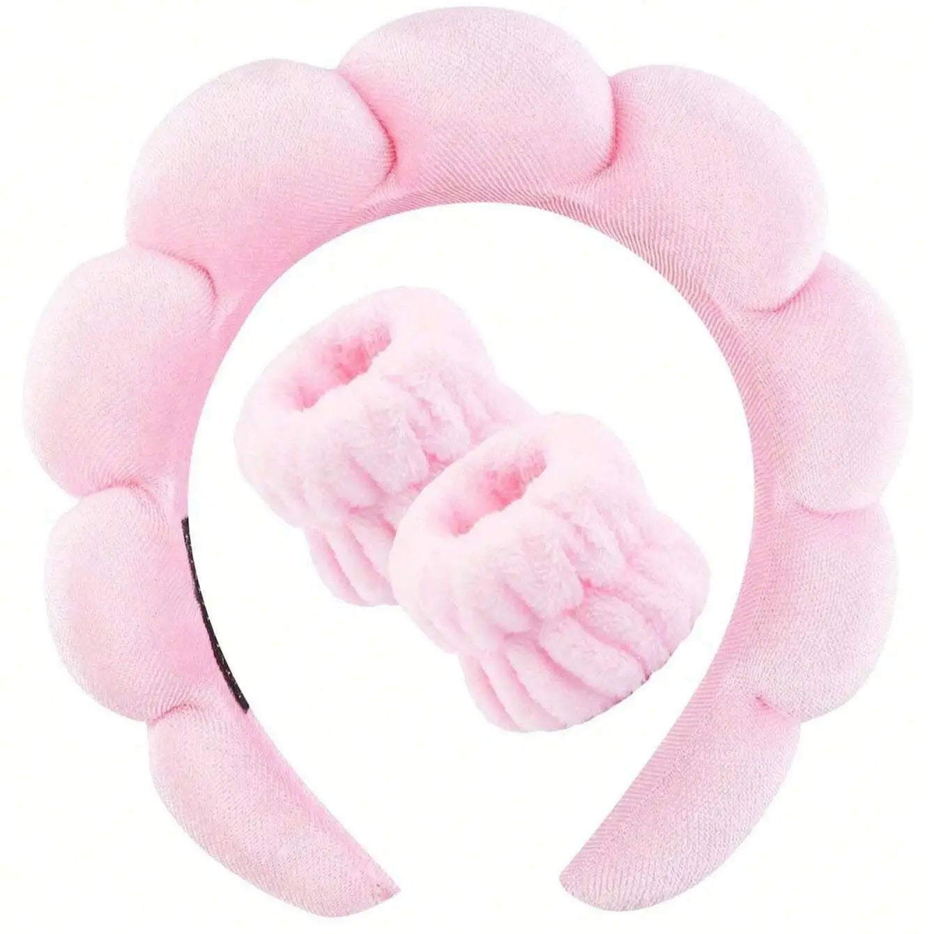 Luxury Fiber Headband & Wristband Set – Perfect for Skincare & Makeup