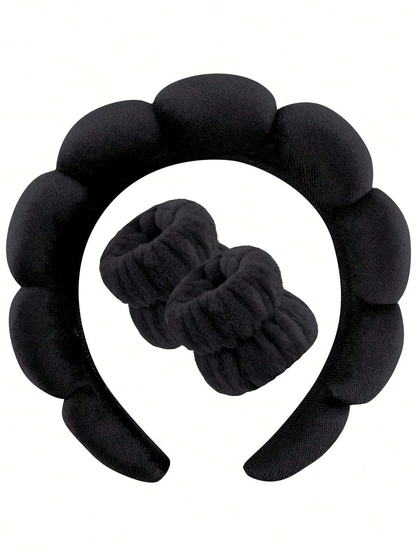 Luxury Fiber Headband & Wristband Set – Perfect for Skincare & Makeup