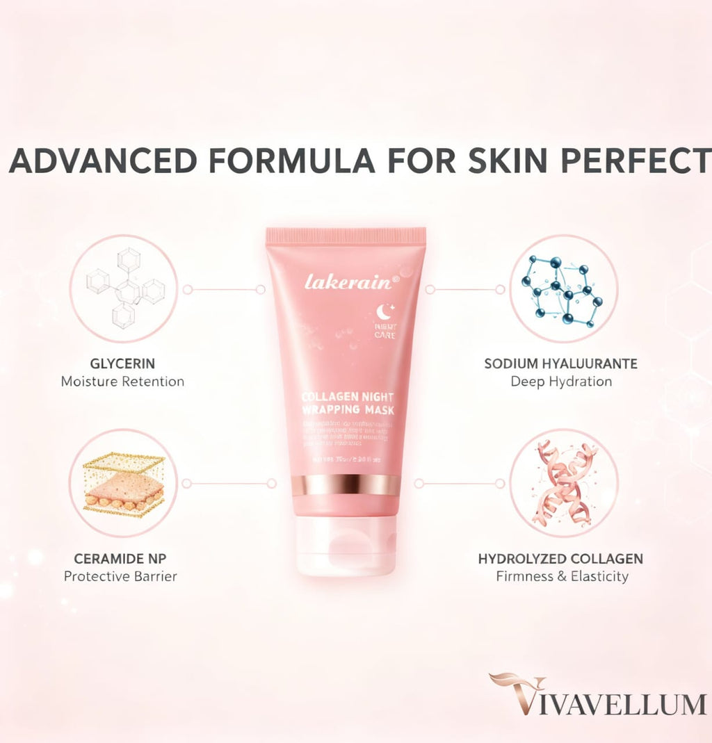 Mascarilla hidratante de colágeno de noche de Lakerain: elasticidad y luminosidad